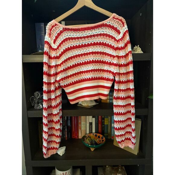 Altar’d State Briella Striped Knit Cropped Sweater Size Medium - Picture 3 of 5